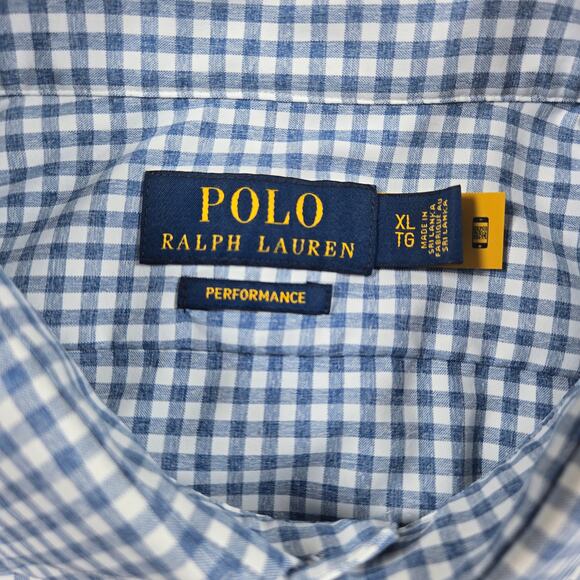 Polo Ralph‎ Lauren Performance Golf Blue Plaid Long Sleeve Button Shirt Size XL - Picture 4 of 8
